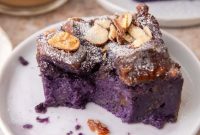Ube French Toast Casserole with Coconut and Maple Glaze