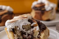 S’mores Cinnamon Rolls Recipe with Gooey Chocolate & Marshmallow