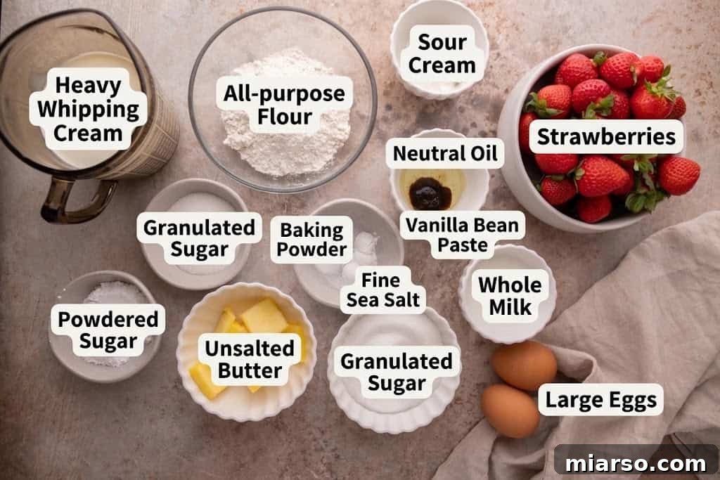 Mini Strawberry Shortcake Trifle Cups Recipe 3 Ingredients on the counter with labeled tags.